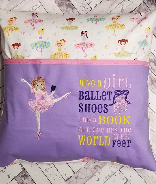 Ballerina Reading Pocket Pillow