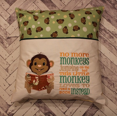 Little Monkey Reading Pocket Pillow